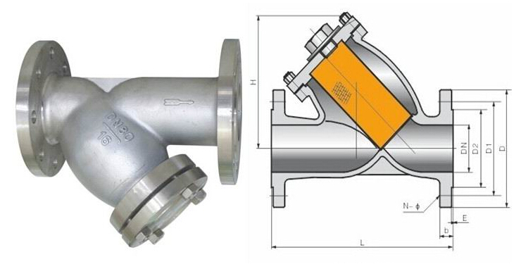 不锈钢Y型过滤器外形结构图