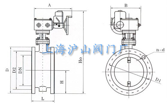 D941W电动通风蝶阀外形尺寸