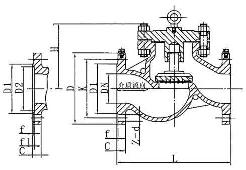 HY41W氧气止回阀外形尺寸
