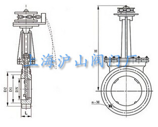 PZL73链轮对夹式刀型闸阀结构图（圆形法兰）