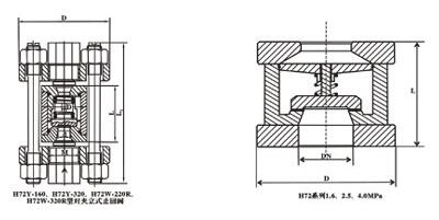 H72型高压对夹立式止回阀结构图
