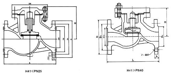 H41W不锈钢升降式止回阀结构图