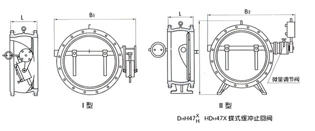 蝶式缓冲止回阀外形尺寸