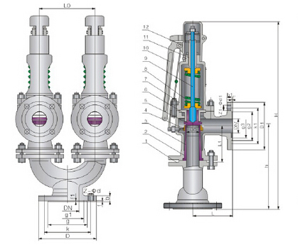 双联弹簧式安全阀结构图