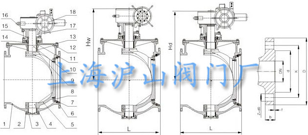 PQ940F电动偏心半球阀结构图