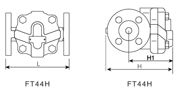 FT44H杠杆浮球式蒸汽疏水阀外形尺寸