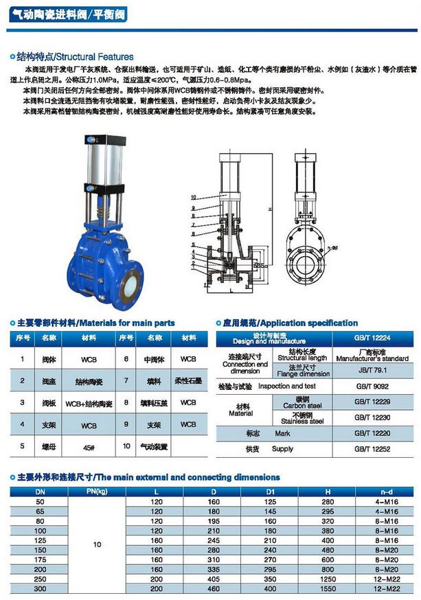 陶瓷气动双闸板阀尺寸图