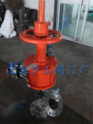 FL641F气动带手轮上展式放料阀实拍