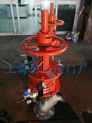 FL641F气动带手轮上展式放料阀实拍2