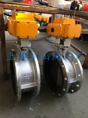 上海沪山阀门厂D941X-16P-DN300电动法兰蝶阀发货