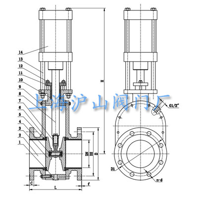 Z674H-10C双闸板气锁出料阀主要外形尺寸
